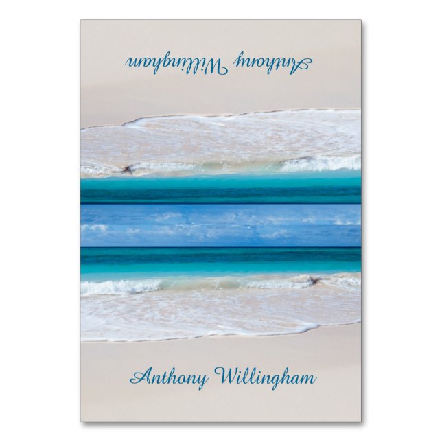 Tarjeta De Mesa Coastal Vaca Las Cartas De Los Lugares De Boda De  (Anverso)