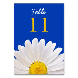 Tarjeta De Mesa Cobalto blanco amarillo Shasta Daisy Flower Boda