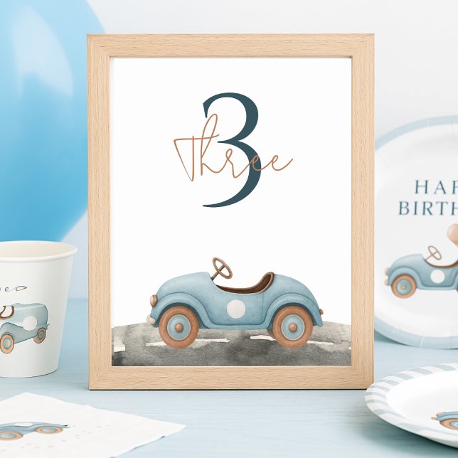 Tarjeta De Mesa Coche azul acuático de cumpleaños (Subido por el creador)