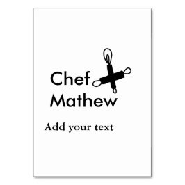 Tarjeta De Mesa Cocina del chef añada nombre de texto hombres pana