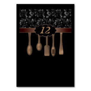 Tarjeta De Mesa Cocina divertida cucharas de superficie de madera 