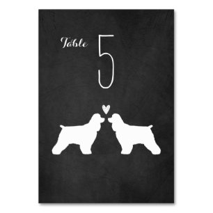 Tarjeta De Mesa Cocker Spaniel Dog Silhouettes Recepción de bodas