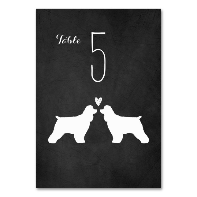 Tarjeta De Mesa Cocker Spaniel Dog Silhouettes Recepción de bodas (Anverso)