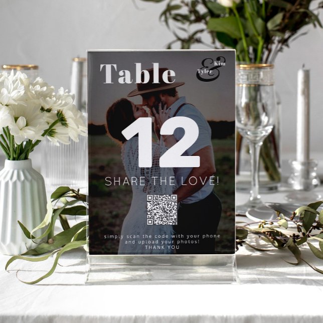 Tarjeta De Mesa CÓDIGO QR comparte el amor foto moderna boda (Subido por el creador)