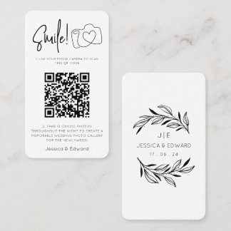 Tarjeta De Mesa Código Qr de Fotos Memorables Boda Moderna Chic Ne