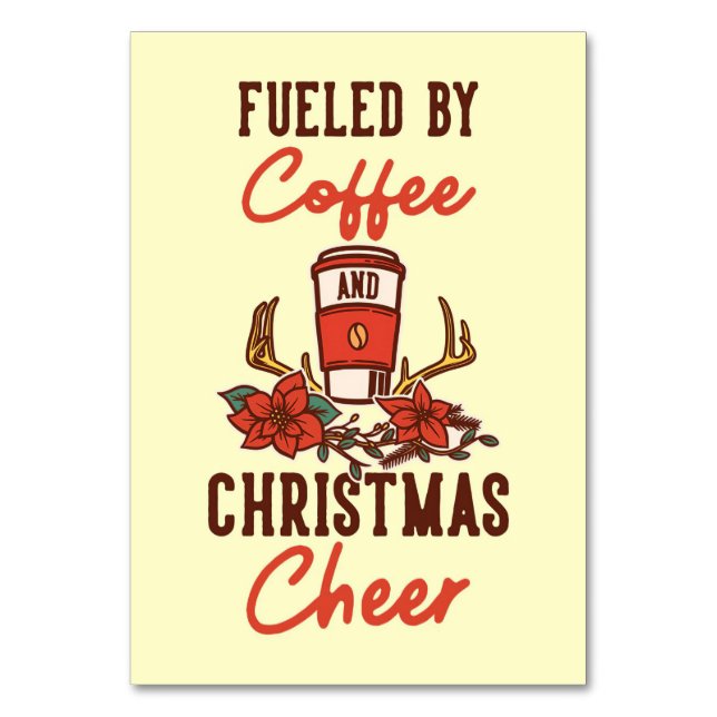 Tarjeta De Mesa Coffee Lover Fueled By Coffee And Christmas Cheer (Anverso)