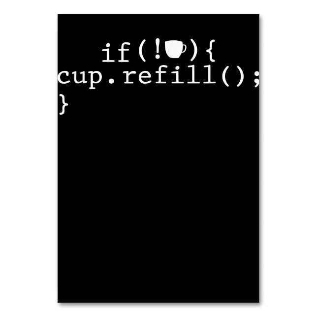 Tarjeta De Mesa Coffee Refill Smart Coding Software Engineer (Anverso)