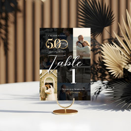 Tarjeta De Mesa Colage de fotos del 50 aniversario de bodas entonc