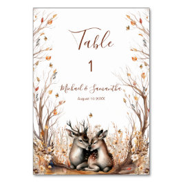 Tarjeta De Mesa Colección de Boda de Ciervo Rústico de Otoño