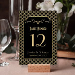 Tarjeta De Mesa Colección de Bodas Art Decó de los años 20<br><div class="desc">Estas vintage tarjetas de números de mesa boda Gatsby son perfectas para cualquier pareja que planee un matrimonio romántico de estilo antiguo. Personalice fácilmente este diseño agregando su propio texto personalizado a los cuadros de plantilla proporcionados, o haga clic en el botón "Personalizar" para obtener una configuración más avanzada. Se...</div>