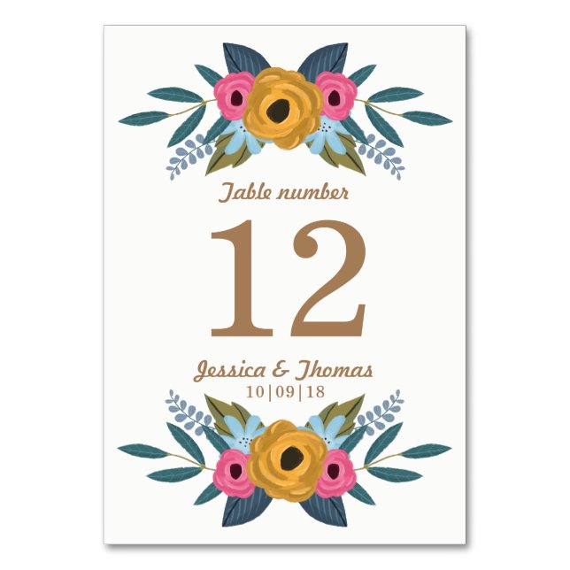 Tarjeta De Mesa Colección de Bodas blancos de flor (Anverso)