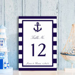 Tarjeta De Mesa Colección de Bodas de franjas de la marina de infl<br><div class="desc">La colección de bodas de rayas marinas, de ancla náutica, es perfecta para las parejas que planeen una boda romántica junto al mar. Estas tarjetas de mesa pueden ser personalizadas para su ocasión especial y harían la mesa perfecta para cualquier boda, ducha de novia, fiesta de compromiso, fiesta de cumpleaños...</div>