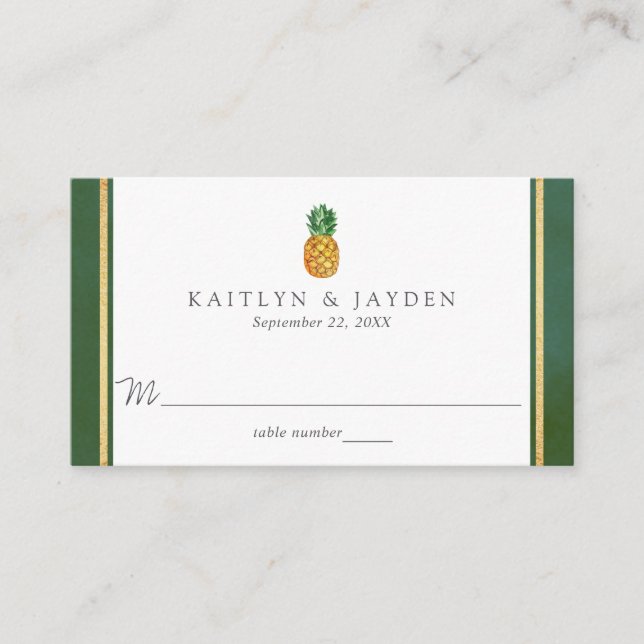 Tarjeta De Mesa Colección de Bodas de piña tropical (Anverso)