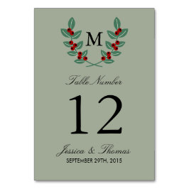 Tarjeta De Mesa Colección de Bodas del monograma Berry Bush - Sage