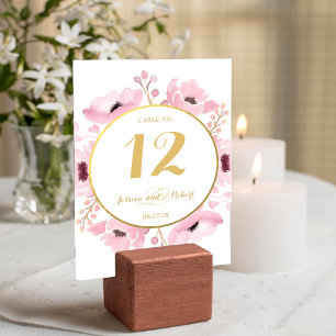 Tarjeta De Mesa Colección de Bodas florales de color acuático de p