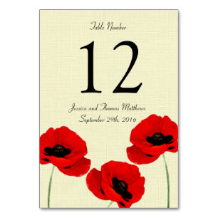 Tarjeta De Mesa Colección de Bodas florales de Red Watercolor Popp