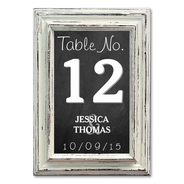 Tarjeta De Mesa Colección de cuadros blancos y Bodas de pizarra (Anverso)