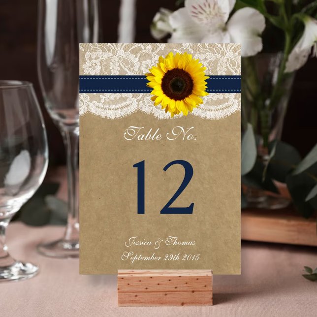 Tarjeta De Mesa Colección Kraft, Lace & Sunflower - Armada (Subido por el creador)