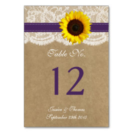 Tarjeta De Mesa Colección Kraft, Lace & Sunflower - Púrpura