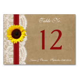 Tarjeta De Mesa Colección Kraft, Lace & Sunflower - Rojo