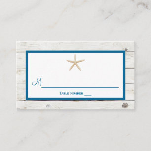 Tarjeta De Mesa Colección Starfish Whitewashed Wood Beach Wedding