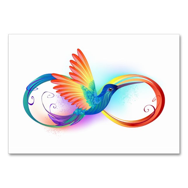 Tarjeta De Mesa Colibrí arcoiris con símbolo Infinity (Anverso)