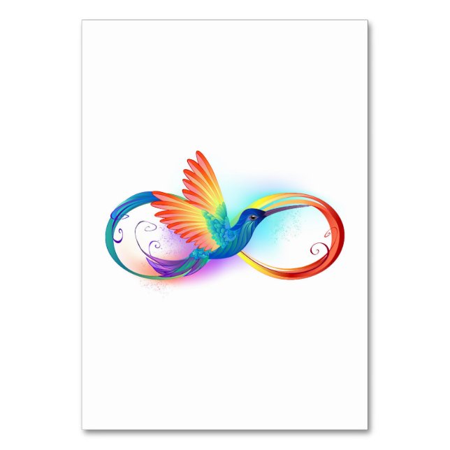 Tarjeta De Mesa Colibrí arcoiris con símbolo Infinity (Anverso)