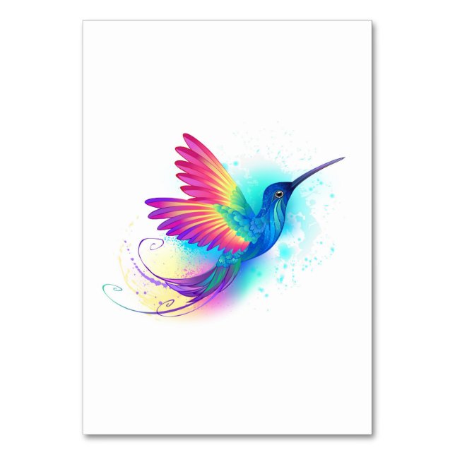 Tarjeta De Mesa Colibrí arcoiris exótica (Anverso)