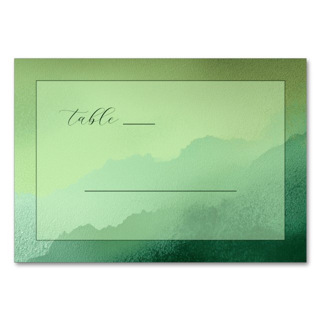Tarjeta De Mesa Colinas Serenas de Acuarela Verde (Anverso)