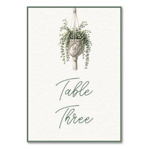 Tarjeta De Mesa Collar de Perlas: Verde Botánico Chic Boho
