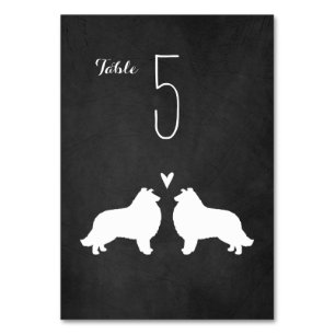 Tarjeta De Mesa Collie Silhouettes Número de la mesa de la recepci
