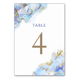 Tarjeta De Mesa color de agua azul Tinta Número 4