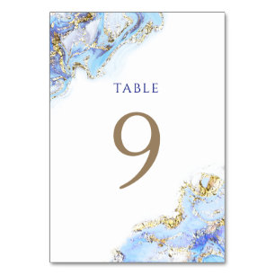 Tarjeta De Mesa color de agua azul Tinta Número 9