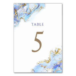 Tarjeta De Mesa color de agua azul Tinta Número de tabla 5