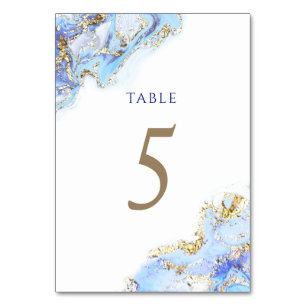 Tarjeta De Mesa color de agua azul Tinta Número de tabla 5