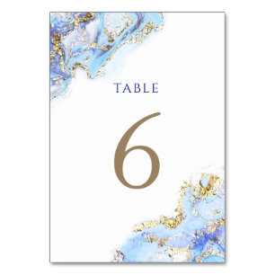 Tarjeta De Mesa color de agua azul Tinta Número de tabla 6
