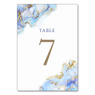Tarjeta De Mesa color de agua azul Tinta Número de tabla 7