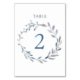 Tarjeta De Mesa color de agua azul wreath Tabla número 2