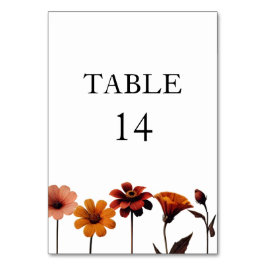Tarjeta De Mesa Color de agua Floral negrita Colores rojo y Naranj