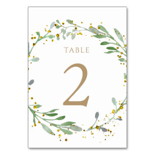 Tarjeta De Mesa color de agua wreath número de tabla 2