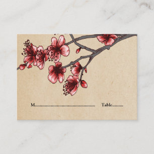 Tarjeta De Mesa Colores de cerezos de color rojo vintage