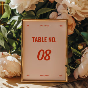 Tarjeta De Mesa Colores Retro Minimalistas Boda