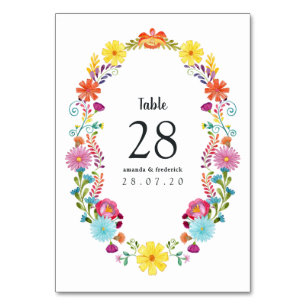 Tarjeta De Mesa Colorida acuarela Floral Mexicana Fiesta Boda