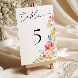 Tarjeta De Mesa Colorida recepción de boda de flores silvestres