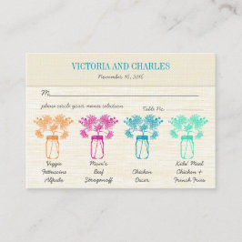 Tarjeta De Mesa Colorida Zinnia Mason Jar Boda de Flores Silvestre