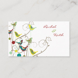 Tarjeta De Mesa Coloridas Aves de Verano y Deliciosos Bodas