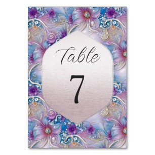 Tarjeta De Mesa Coloridas Gemas Florales Pearly Número de tabla