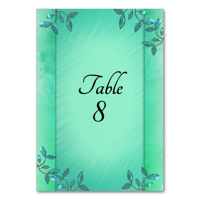 Tarjeta De Mesa Columnas Verde Mar Chic (Anverso)