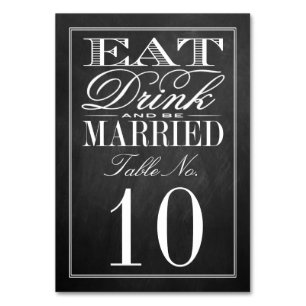 Tarjeta De Mesa Comer, beber y casarse Boda de Chalkboard
