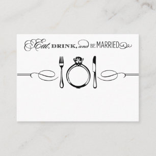 Tarjeta De Mesa Comer Beber y Estar Casado Boda Negra